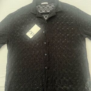 Zara Charcoal Lace Button men's shirt